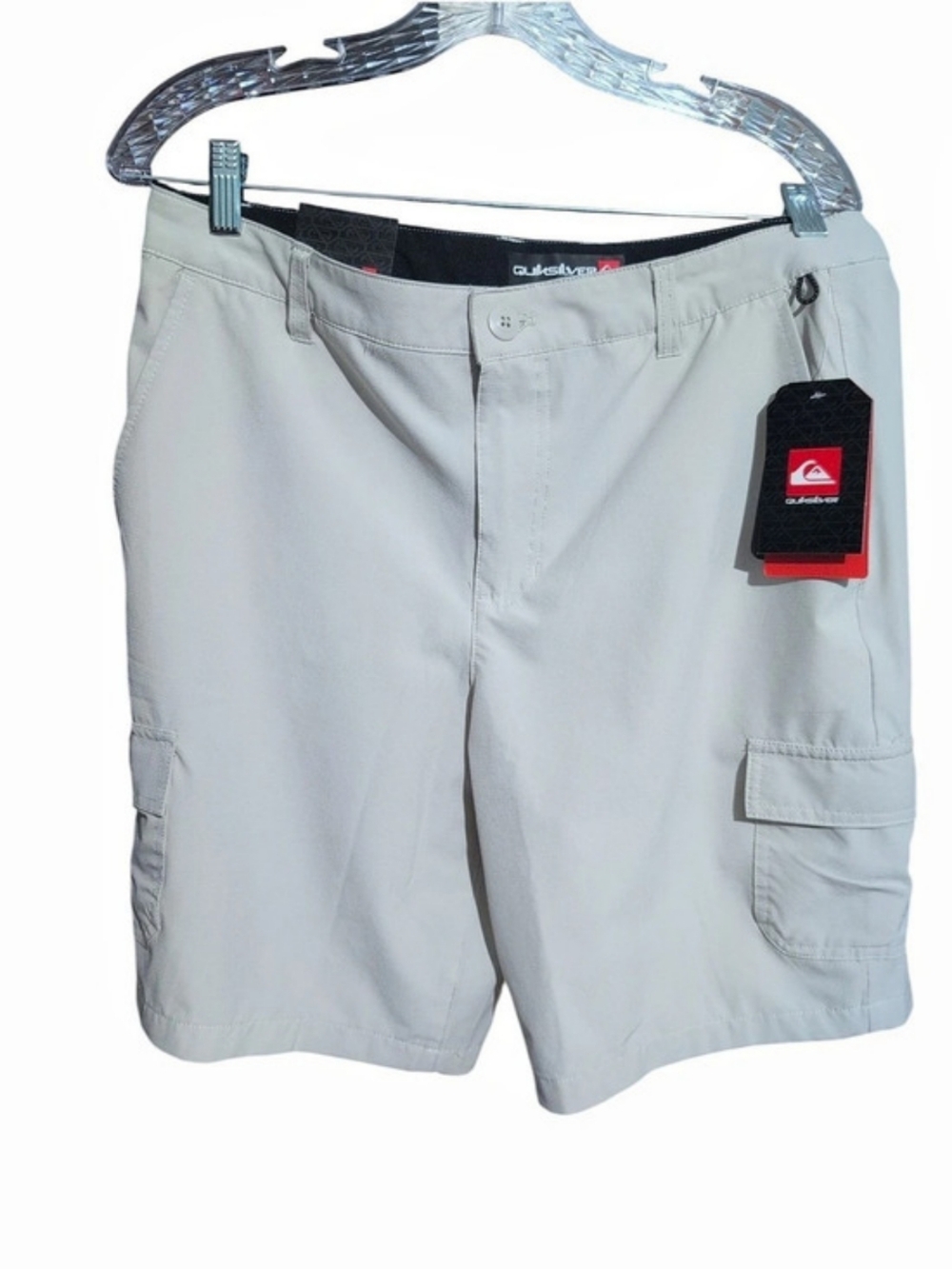 NWT Quiksilver Union Amphibian 20" Cargo Hybrid Shorts Gray Men Size 30 Stretch